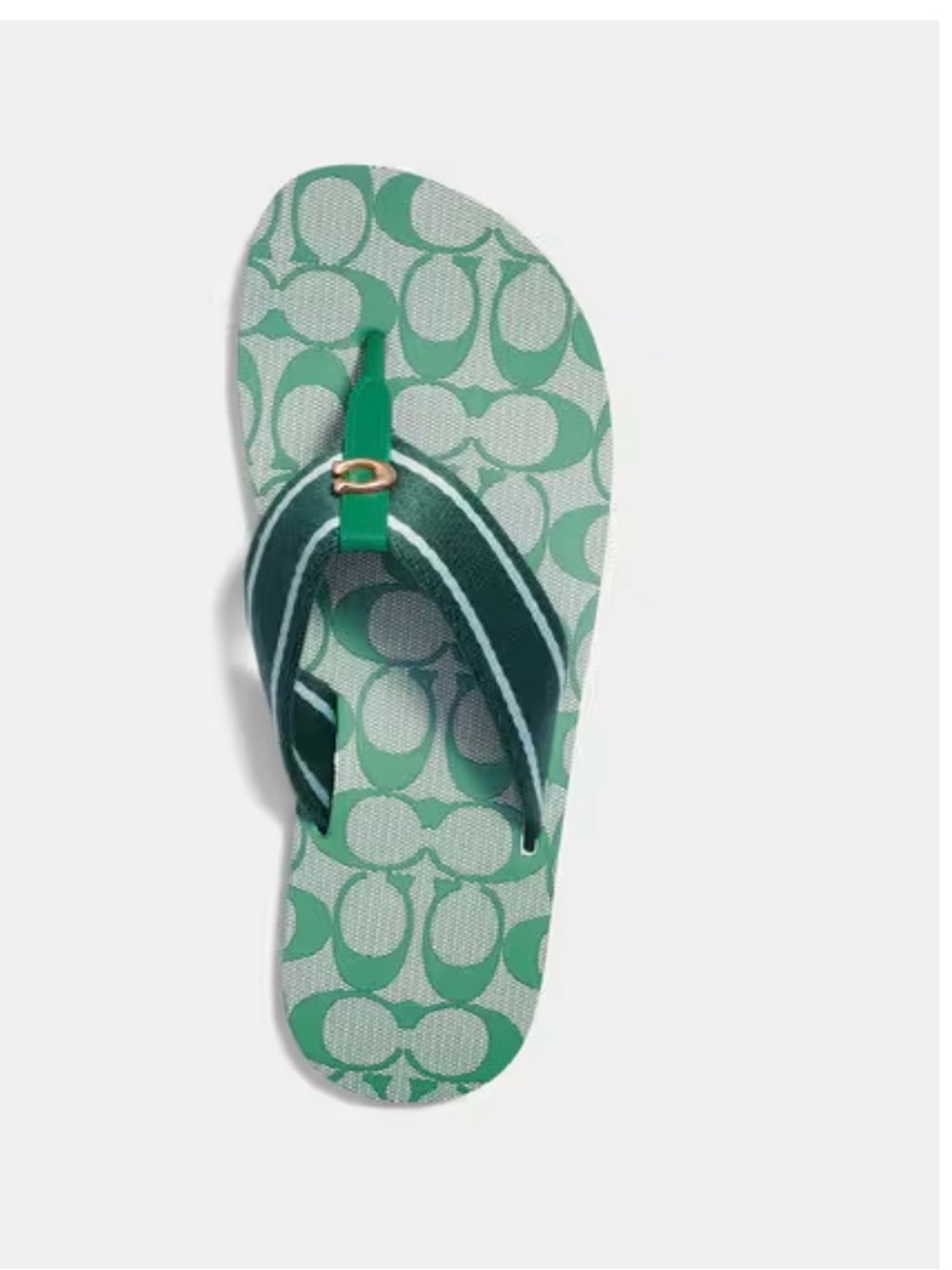 Coach Green Patterned Zoe Webbed Flip Flop